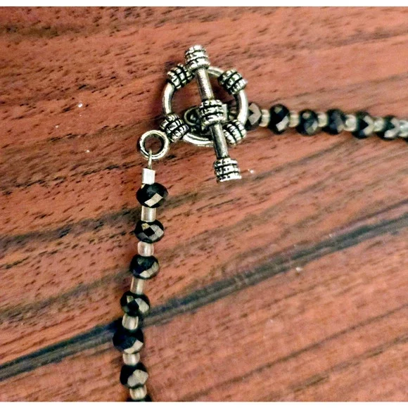 Handmade gemstone cross with Czech glass necklace Boho - Picture 5 of 7